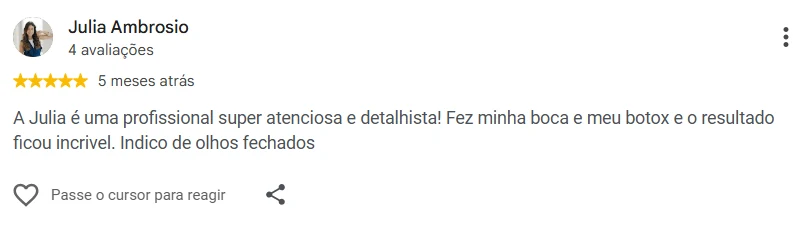 Avaliação 2 de paciente no Google