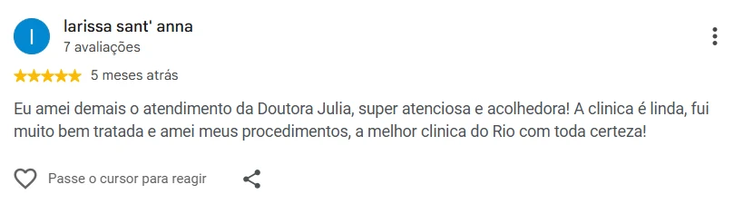 Avaliação 3 de paciente no Google