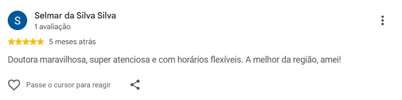 Avaliação 4 de paciente no Google
