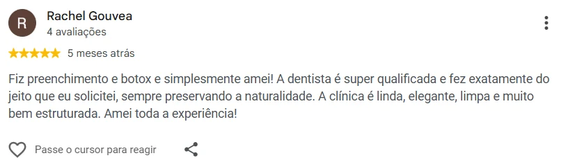 Avaliação 8 de paciente no Google